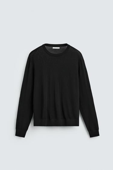 MERCERISED WOOL SWEATER - Black by Zara
