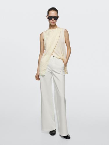 Zara High-waist palazzo jeans - White
