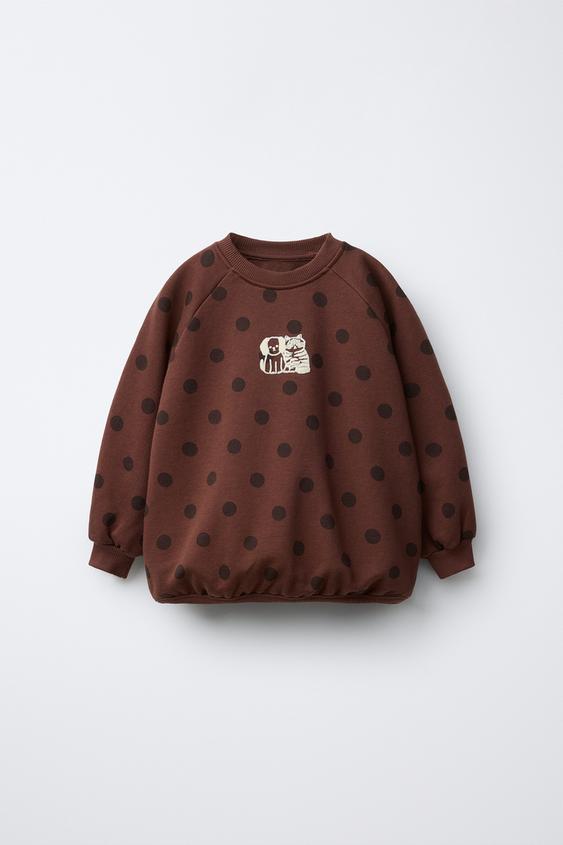 NAON JEONG © POLKA DOT SWEATSHIRT - Brown by Zara - Image 0