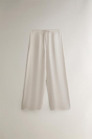 HEDVÁBNÉ KALHOTY - Perlově šedá od Zara