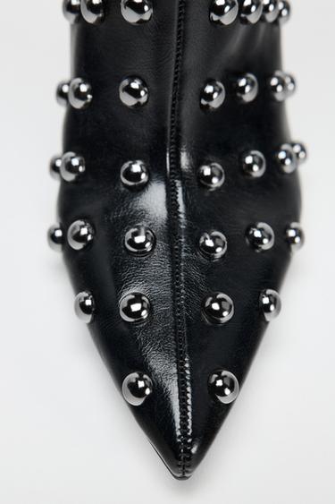 STILETTO HEEL ANKLE BOOTS WITH METALLIC DETAILS - Black by Zara - Image 5