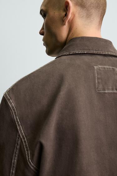 BLOUSON COUPE BOX COUPE CONTRASTE - Marron de Zara - Image 4