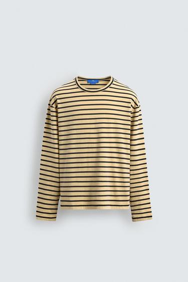 Zara AARON LEVINE X ZARA 提花條紋 T 恤 - 黃色