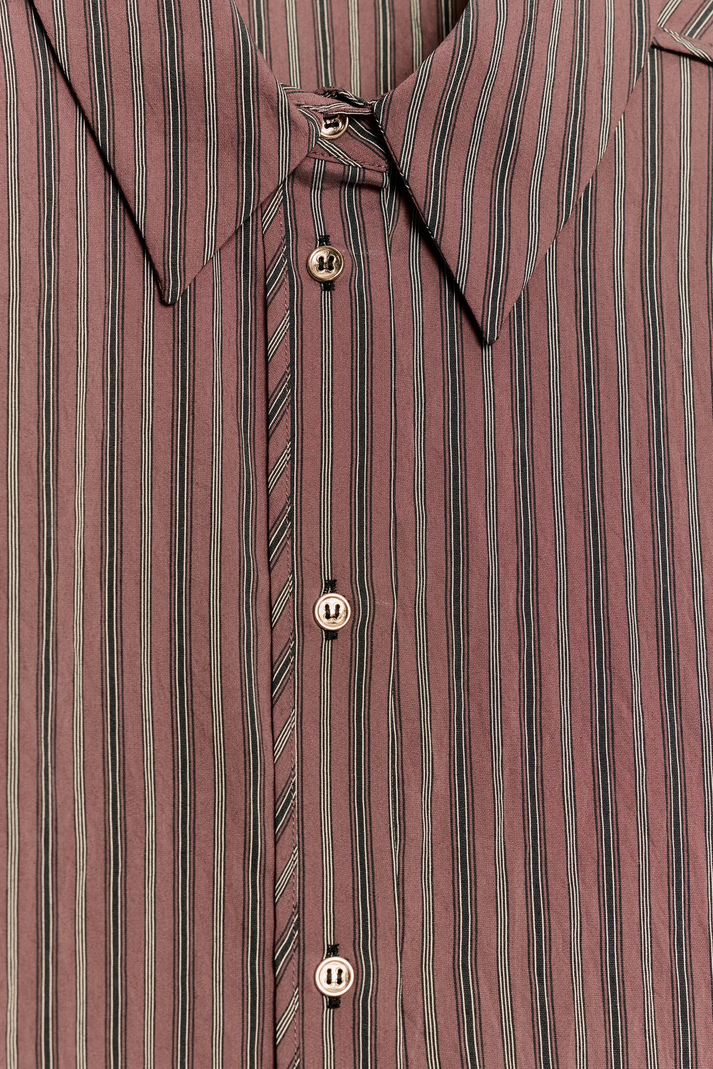 Женская рубашка Zara Striped Flowy, цвет: Коричневый / Экрю — фото 9