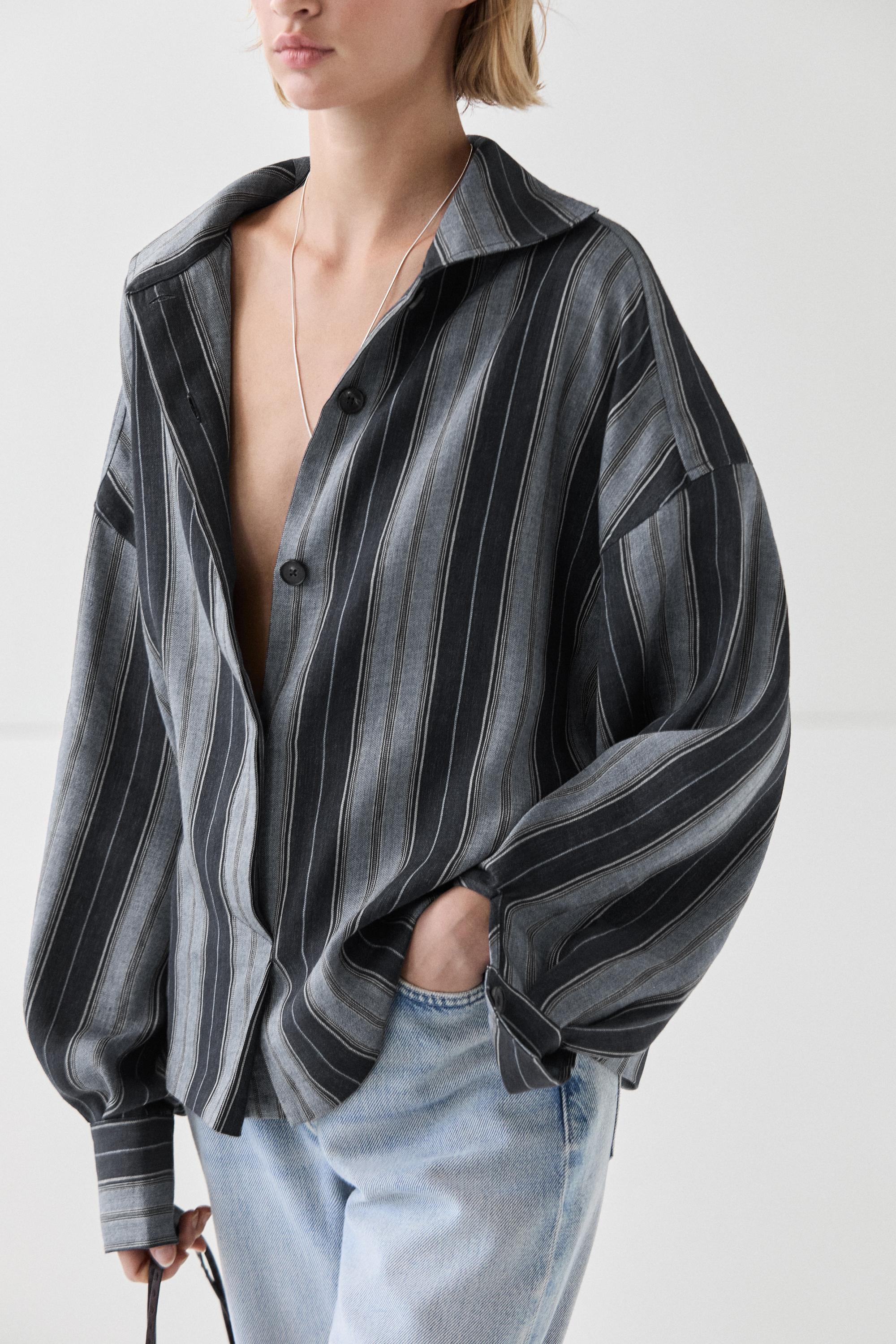 Striped flowing cotton linen shirt