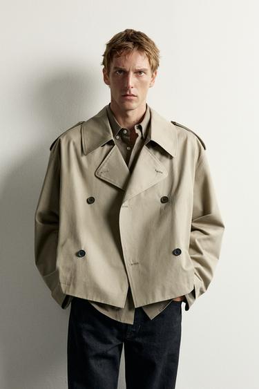 SHORT TECHNICAL TRENCH COAT - Dark camel by Zara