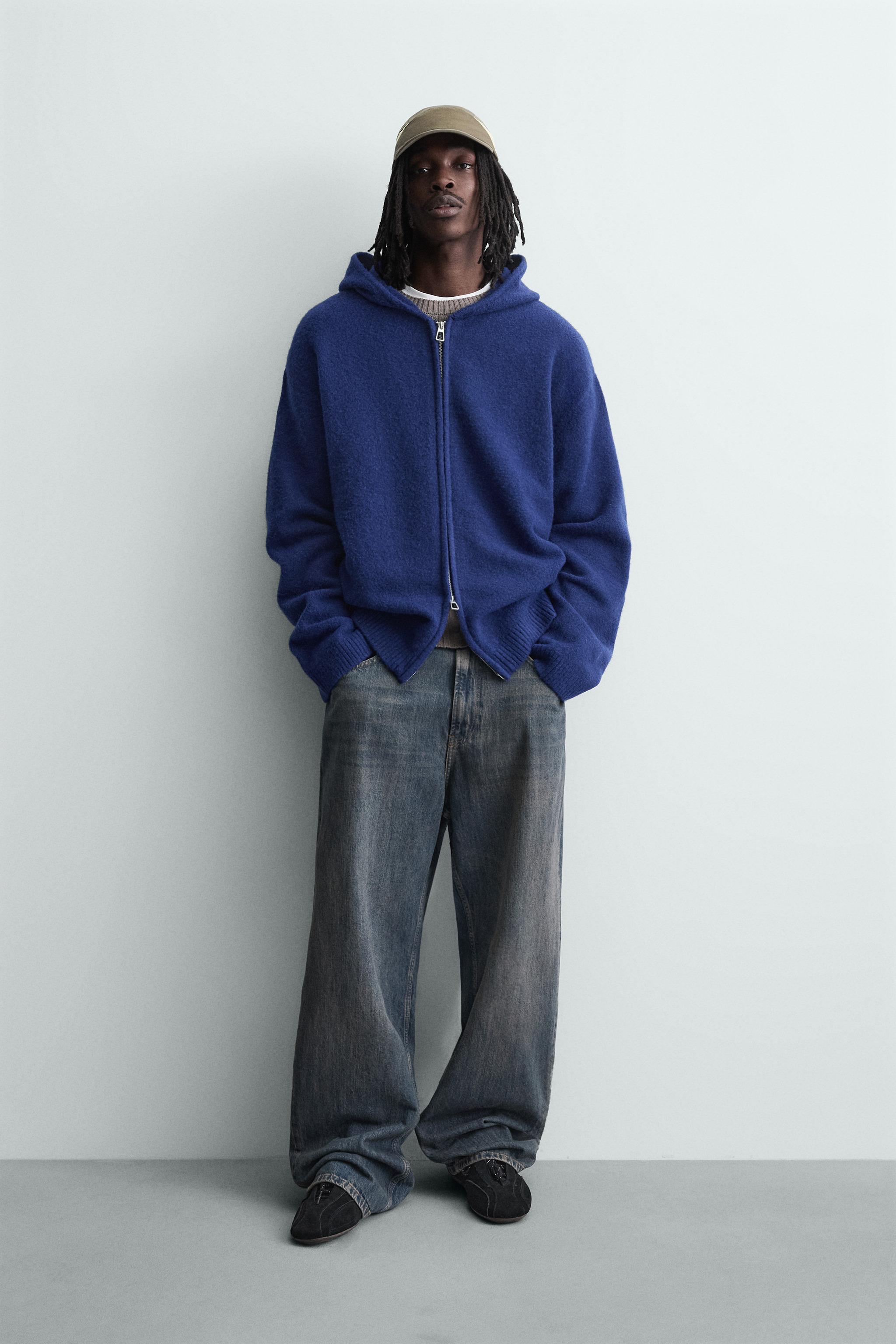 フード付きニットカーディガン - 濃青 | ZARA Japan / 日本