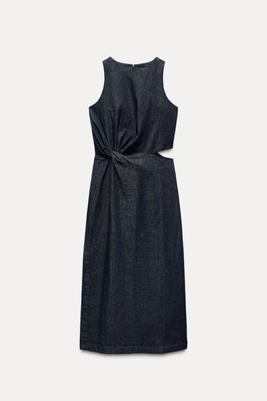 VESTIDO DENIM CUT OUT ZW COLLECTION - Azul de Zara