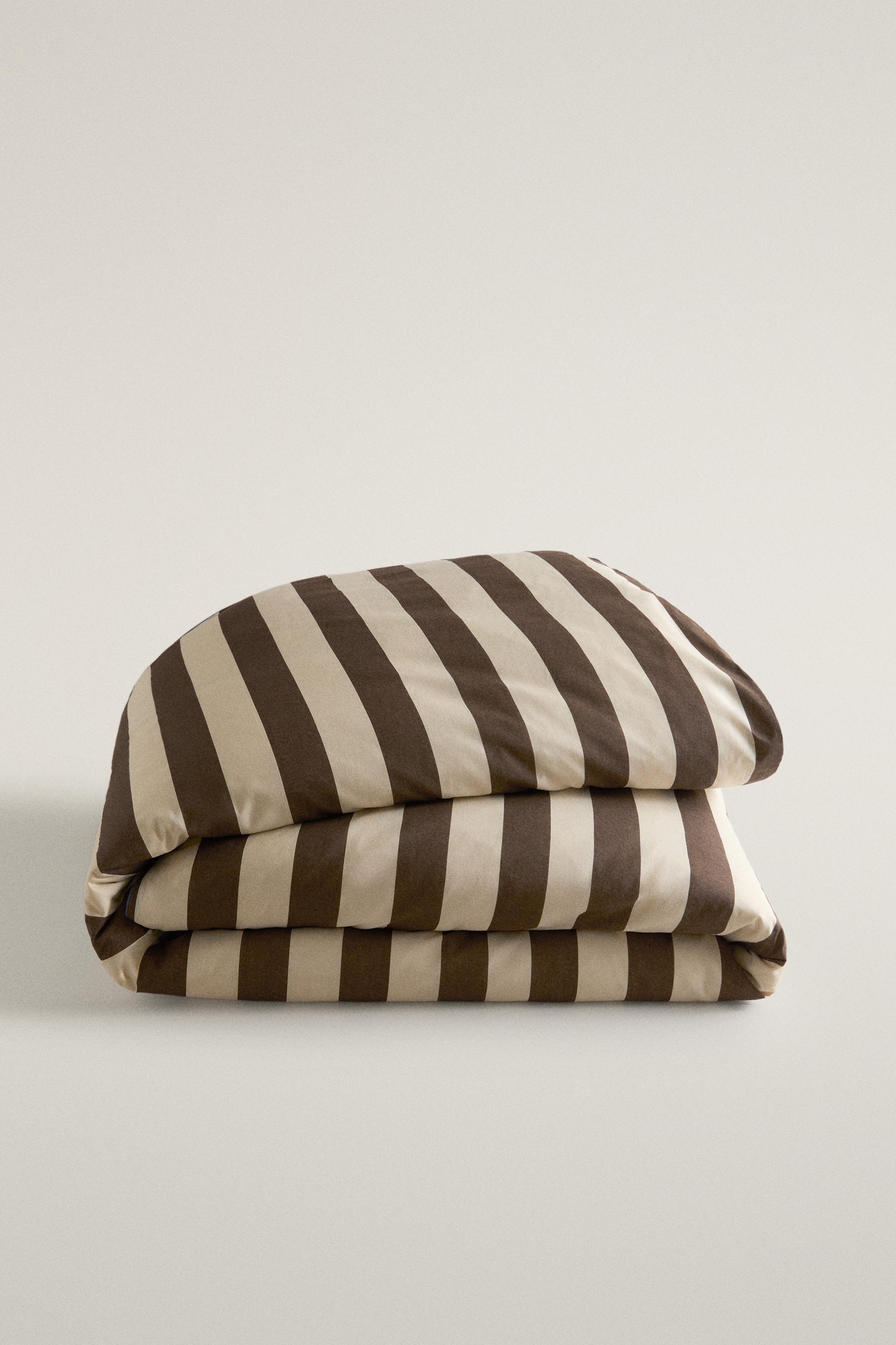 FADED COTTON STRIPE DUVET COVER