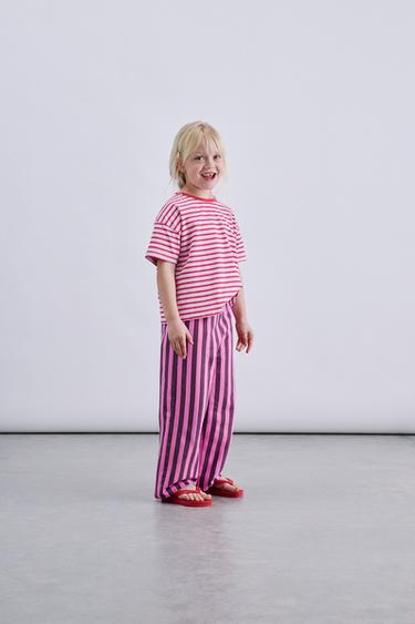Zara STRIPED T-SHIRT - Red