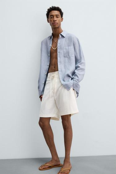 LONG SWIMMING TRUNKS - Oyster-white by Zara - Image 4