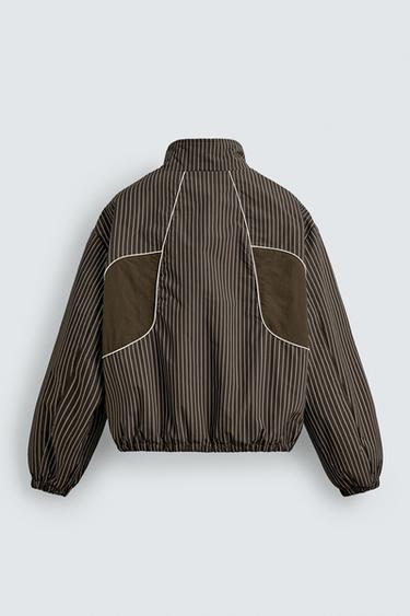 BOXY FIT STRIPED JACKET - Brown by Zara - Image 7