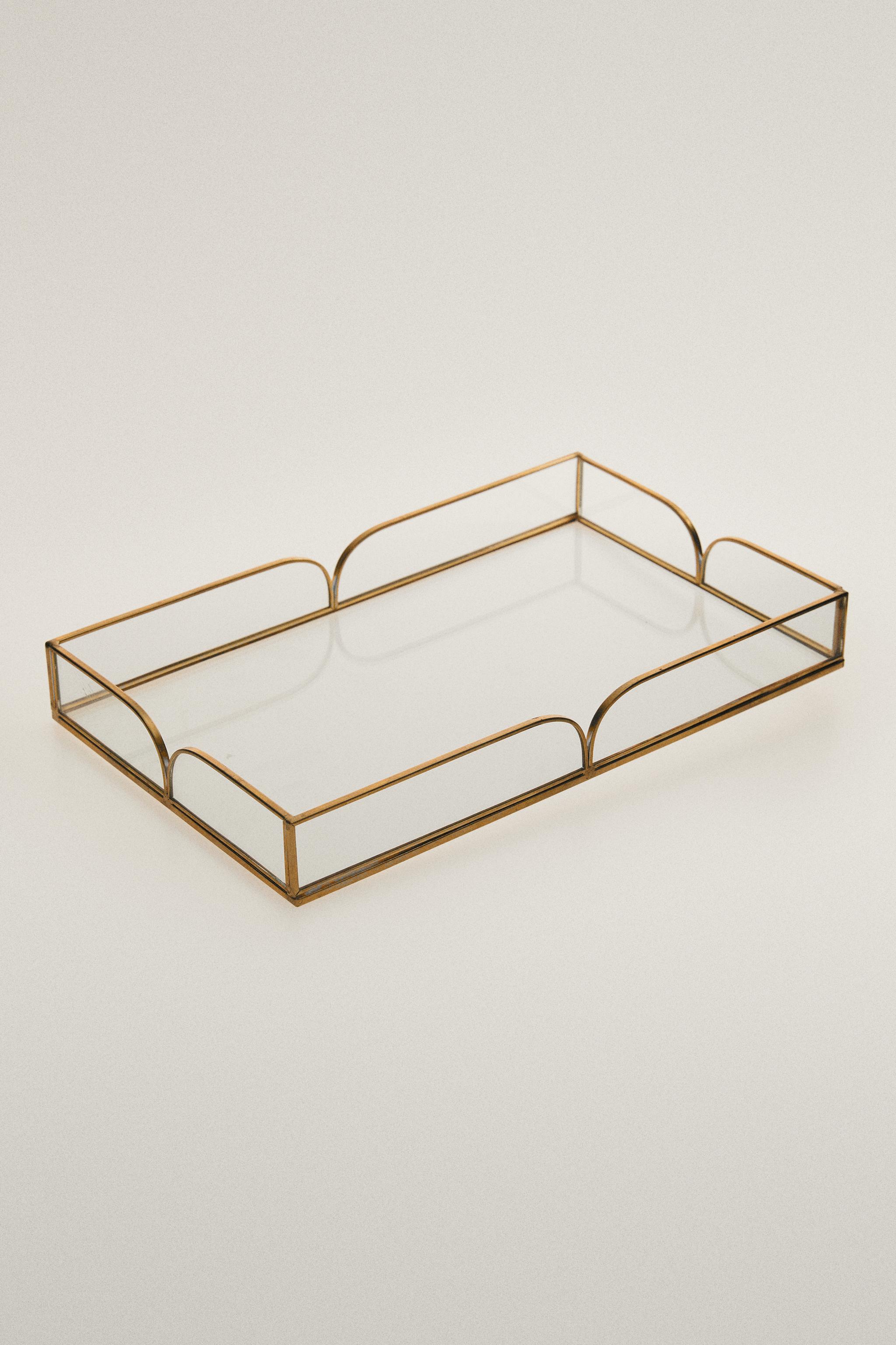 GLASS AND METAL TRAY