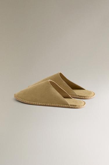 CHAUSSONS CUIR SURPIQÛRE - Beige clair de Zara - Image 4