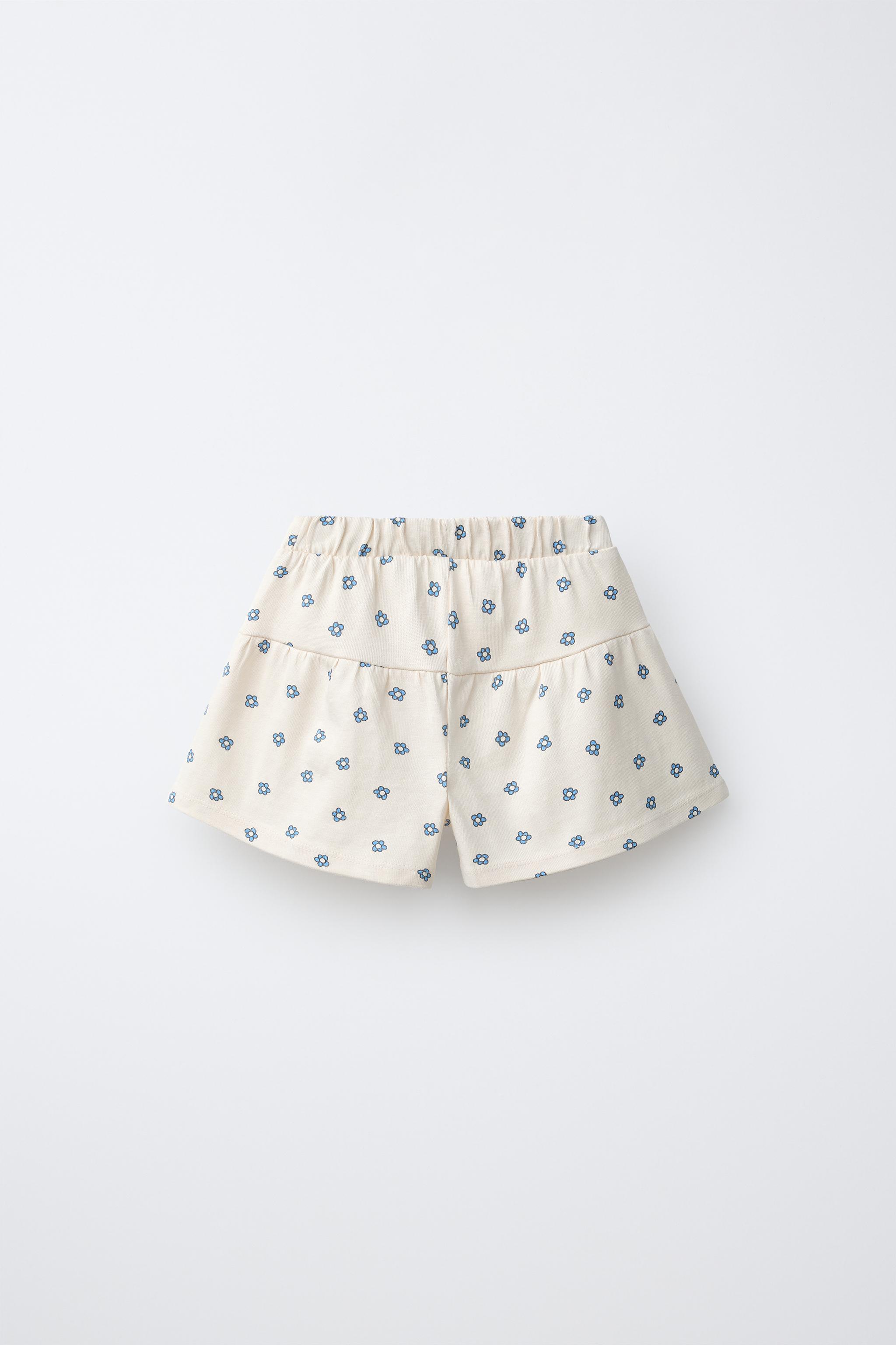 PRINTED PLUSH BERMUDA SHORTS — Light blue