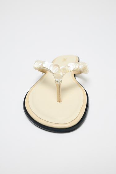 BEADED STRAP SANDALS - Beige by Zara - Image 2
