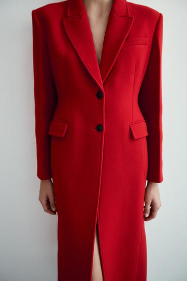 Zara FITTED WOOL BLEND COAT ZW COLLECTION - Red