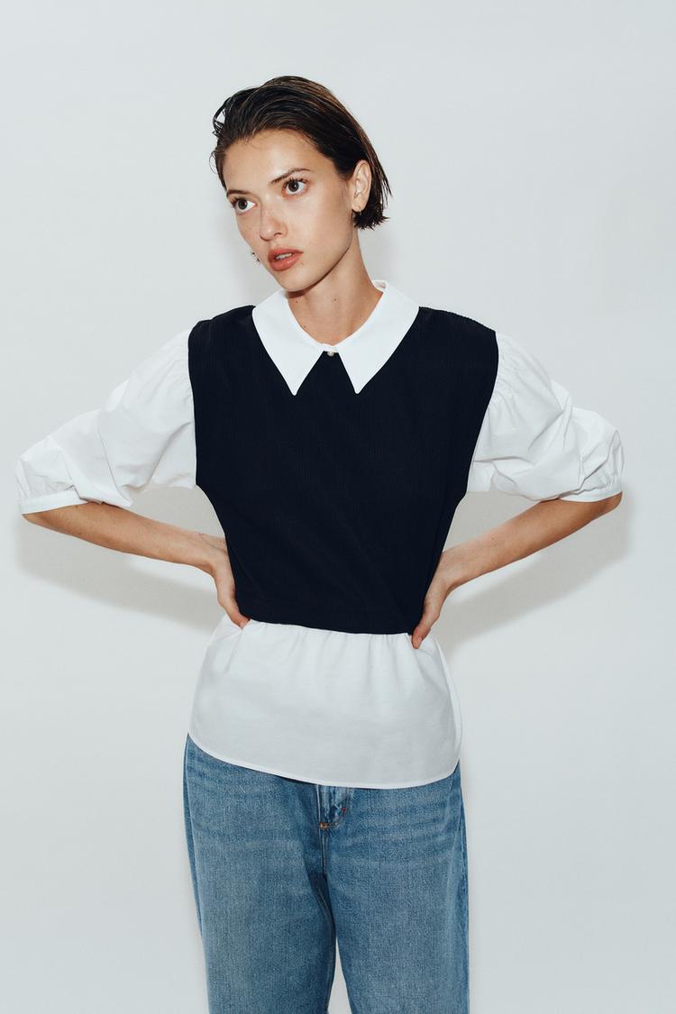 CAMISA POPELÍN COMBINADA