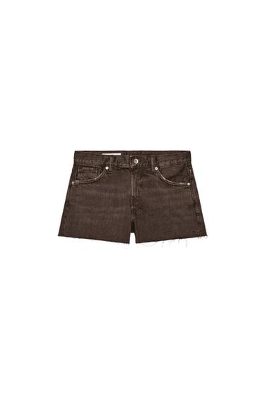 TRF COLOURED DENIM MID-WAIST BERMUDA SHORTS - Brown by Zara