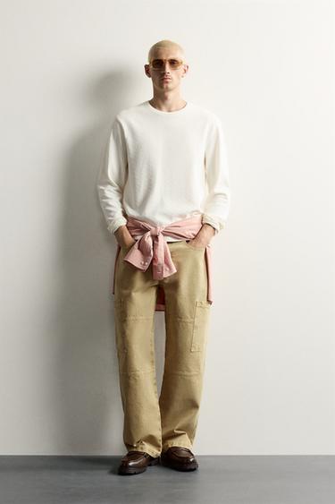 CAMISETA RELAXED FIT ESTRUCTURA - Blanco roto de Zara - Imagen 0