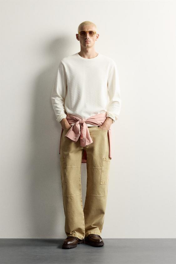 CAMISETA RELAXED FIT ESTRUCTURA - Blanco roto de Zara - Imagen 0