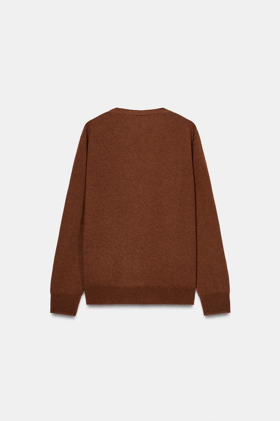 VESTE 100 % LAINE EXTRA DOUCE - Marron de Zara - Image 4