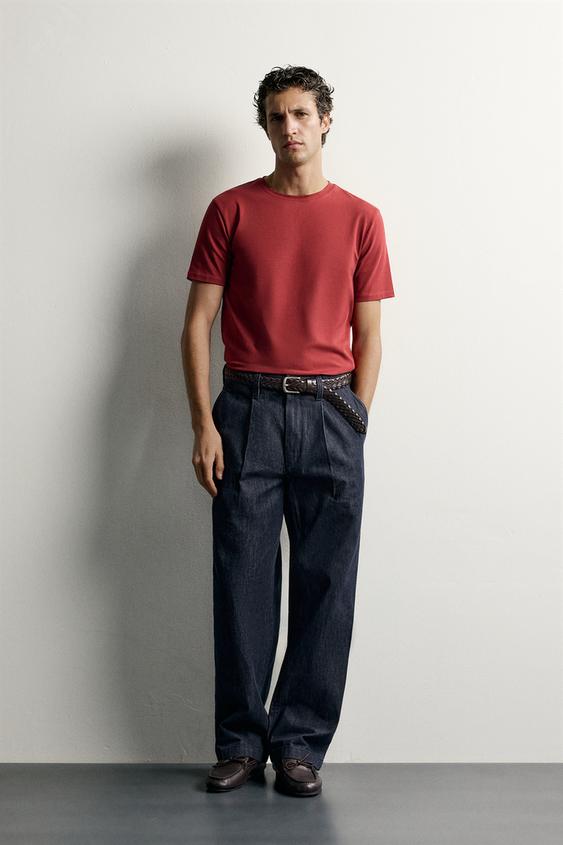 BASIC SLIM FIT T-SHIRT /01 - Reddish by Zara - Image 0