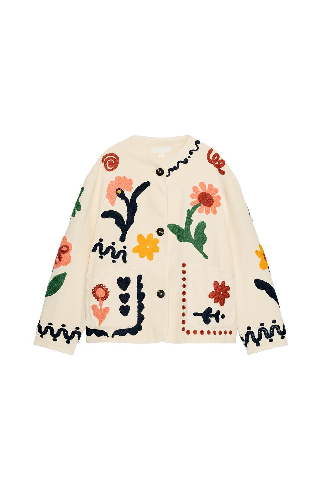 100% COTTON EMBROIDERED FLORAL JACKET - image 3