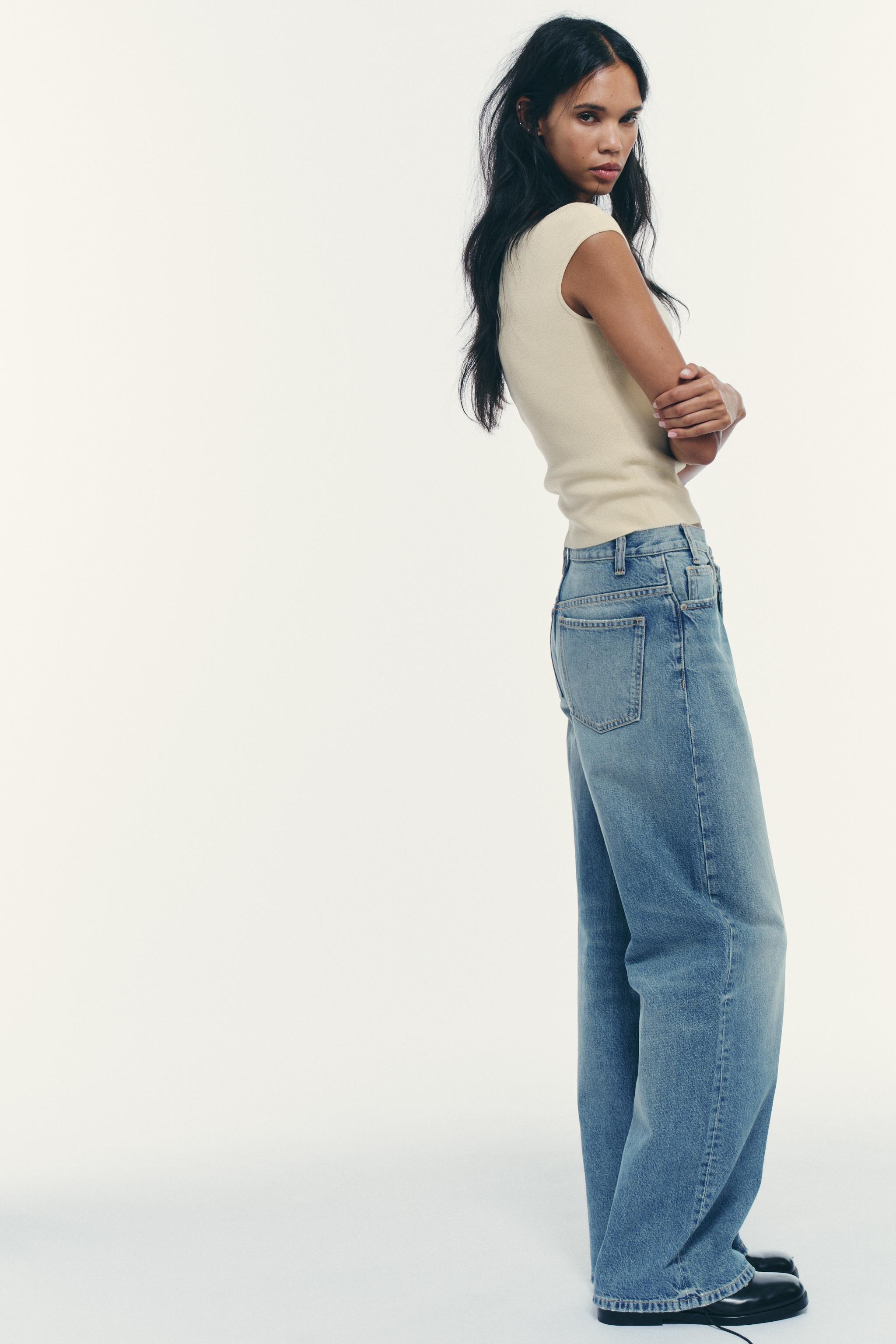 TRF HIGH WAIST CROSSOVER WIDE LEG JEANS