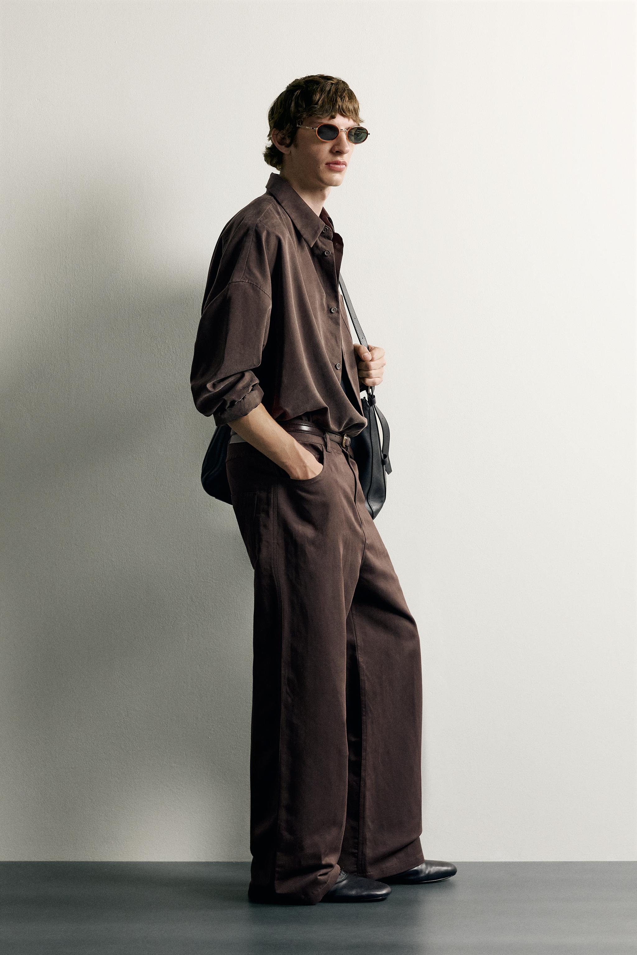 Zara PAMUK - KETEN RELAXED FIT PANTOLON görsel 4
