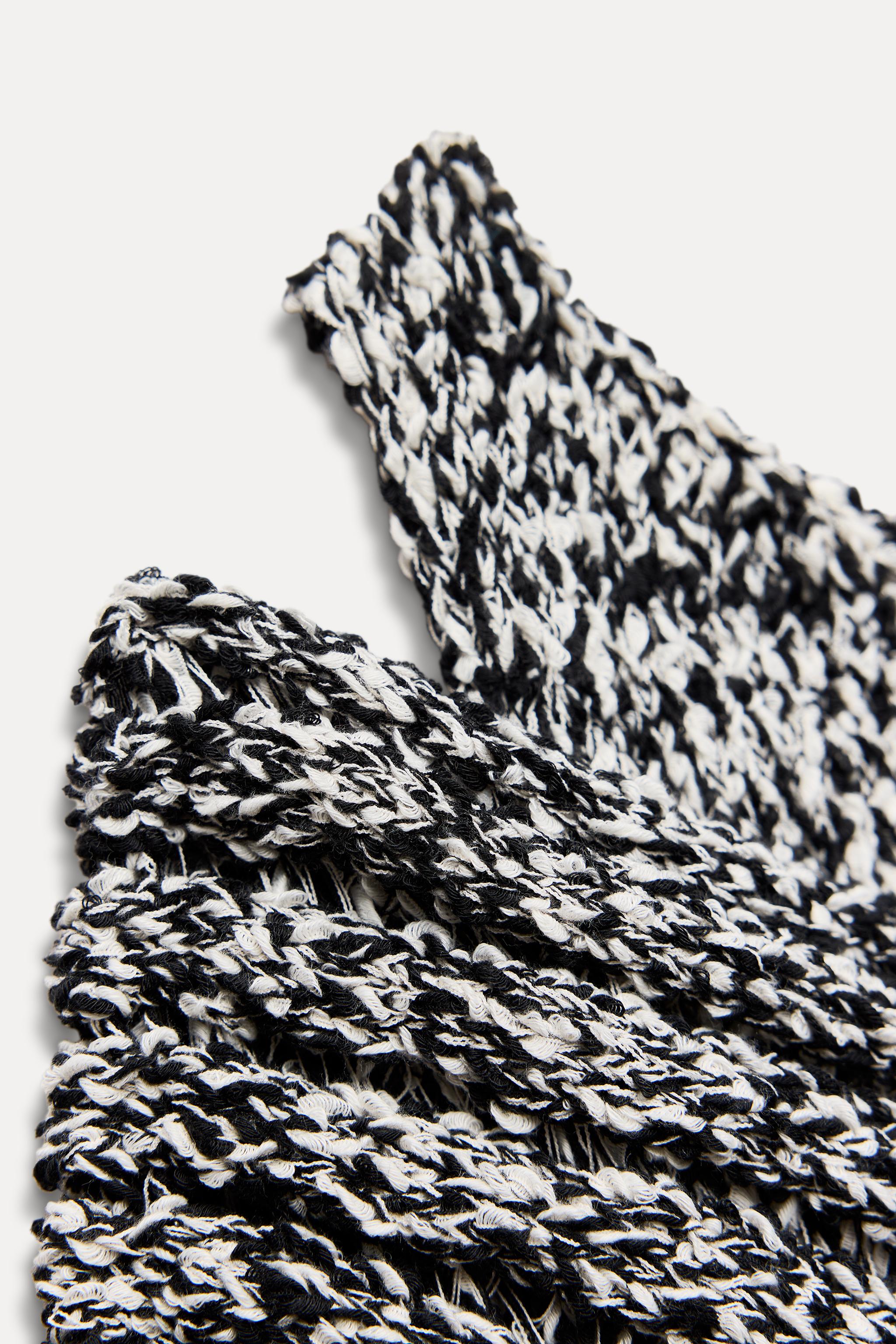 ASYMMETRIC KNIT TOP - Black / White | ZARA United States ASYMMETRIC KNIT TOP - Black / White | ZARA United States