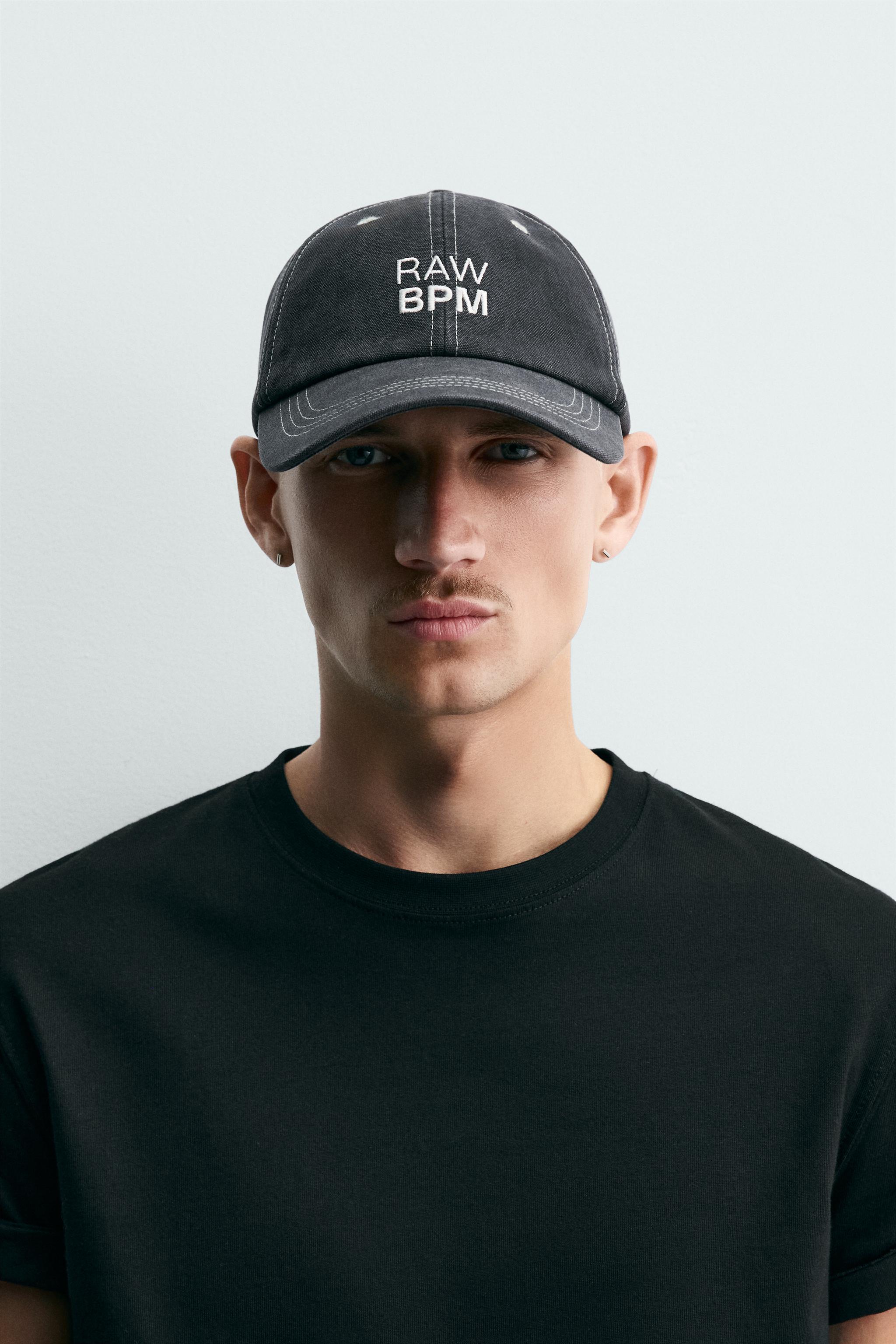 WASHED EMBROIDERED TEXT TOPSTITCHED CAP