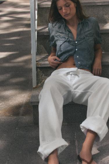 KËMISHË ME QËNDISJE DHE FJONGO - E kaltër nga Zara - Imazh 0