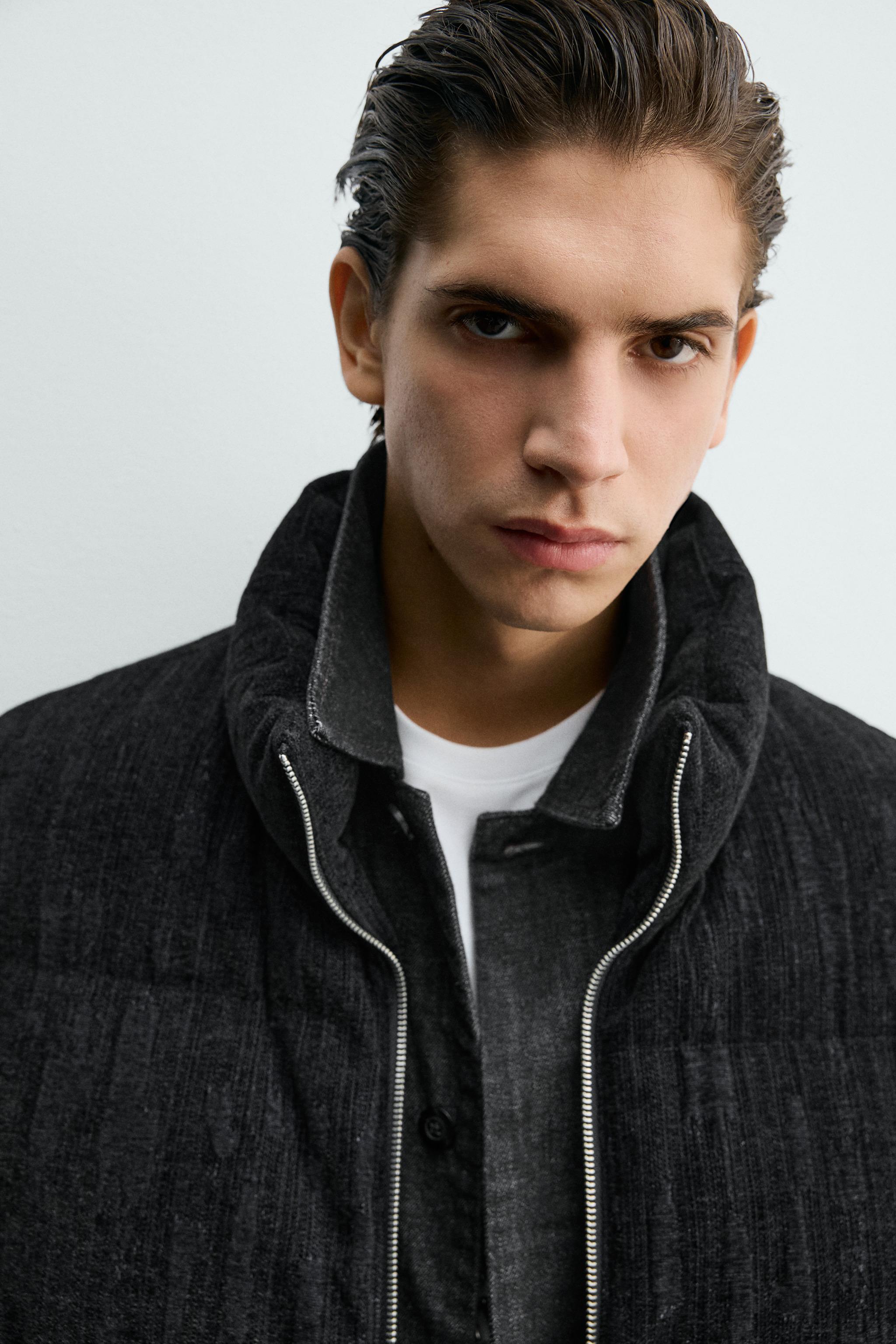 クロップドフィットパフジャケット - ブルー | ZARA Japan / 日本