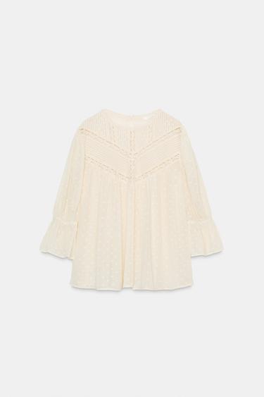BLUSA ROMÁNTICA ENTREDOSES - Crudo de Zara