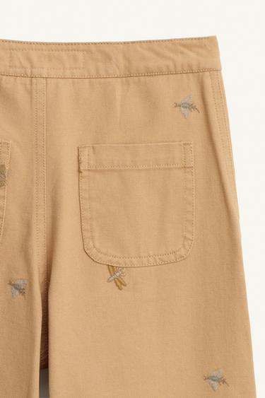 LIMITED EDITION STRAIGHT TROUSERS WITH EMBROIDERED INSECTS - Beige by Zara - Image 7