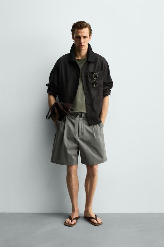 RELAXED FIT PLEATED BELTED SHORTS from Zara - $79.90