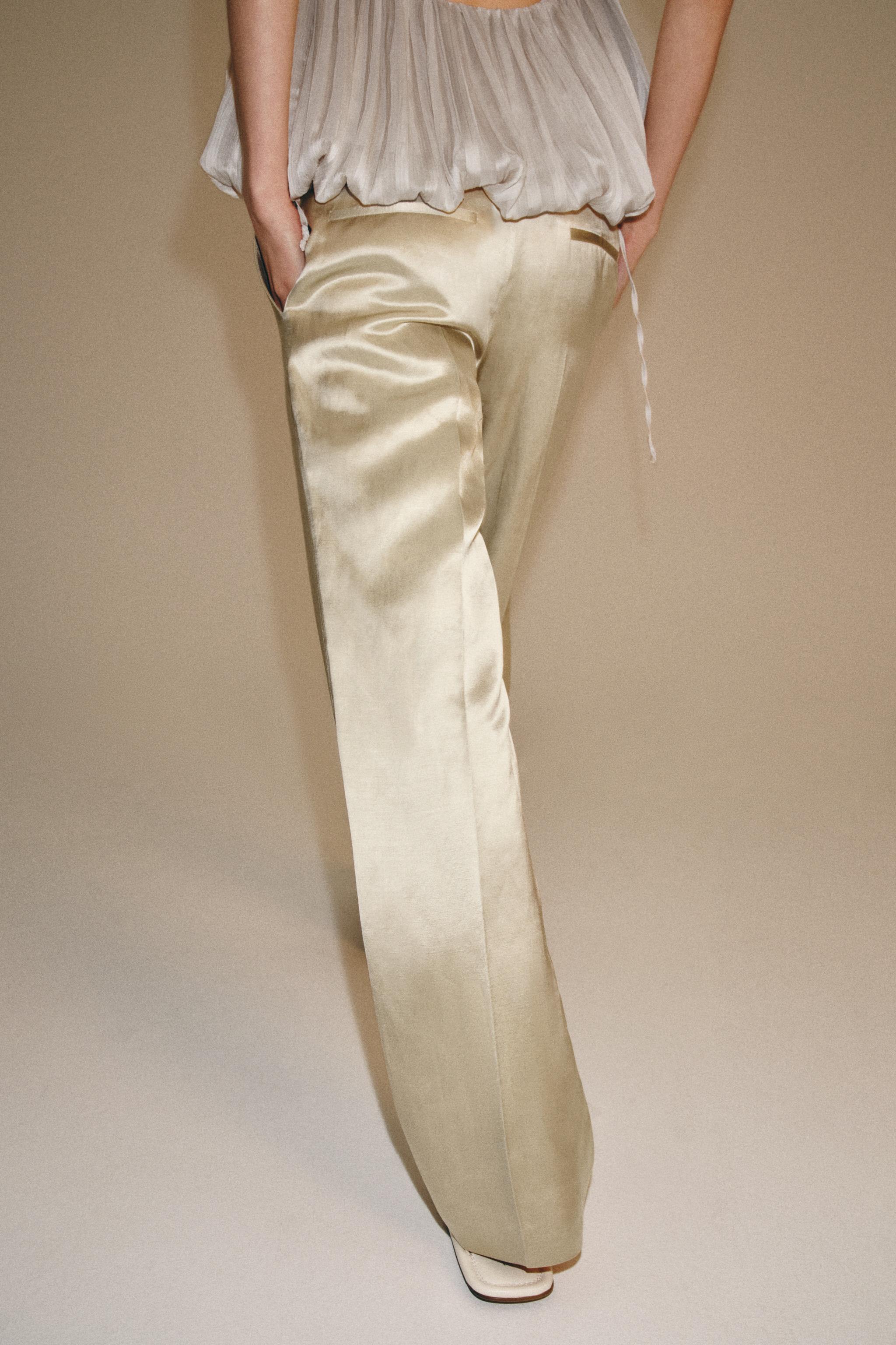 Женские брюки Zara ZW COLLECTION LINEN BLEND STRAIGHT-LEG TROUSERS — фото 6