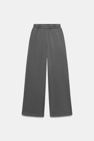 PANTALÓN ANCHO EFECTO LAVADO - Plomo de Zara