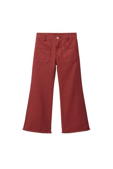 JEANS FLARE RAYAS - Rojo de Zara