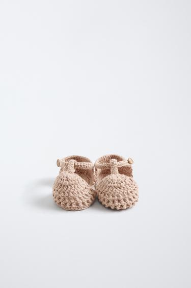Zara PLETENE PAMUČNE CIPELICE ZA BEBE – Boja pijeska – Slika 0