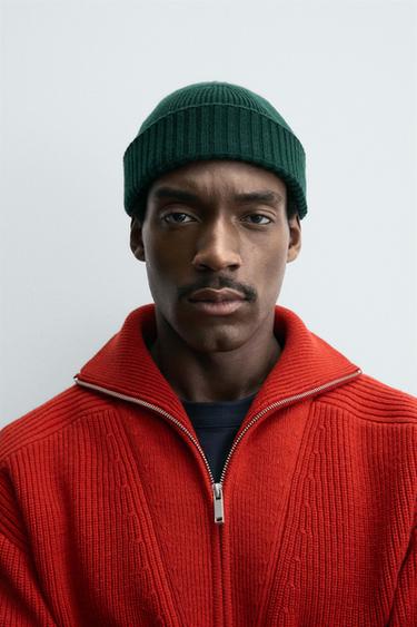 SHORT WOOL BLEND BEANIE - Green by Zara - Image 0