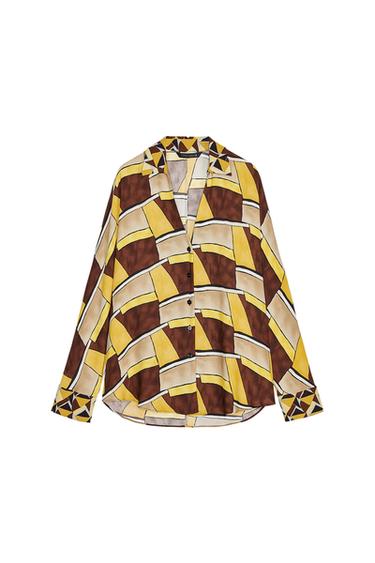 Zara PRINTED SHIRT ZW COLLECTION - Yellow - Image 0