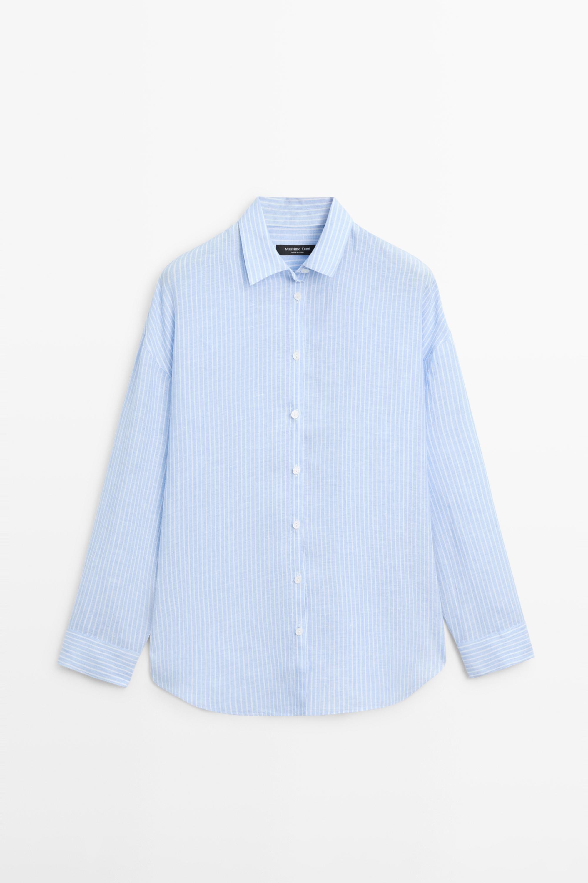 Flowing striped 100% linen shirt