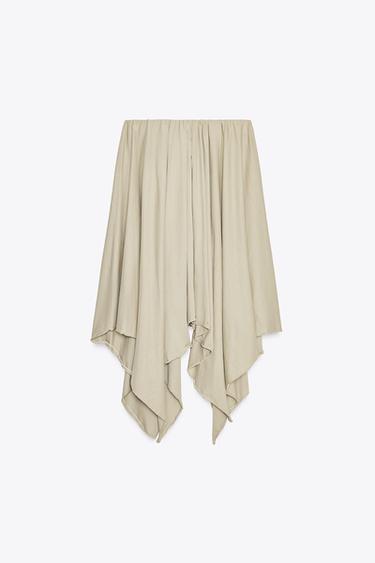 ASYMMETRIC MIDI SKIRT - Light khaki by Zara - Image 5