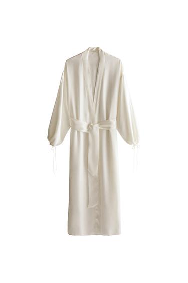 SATEEN DRESSING GOWN - Ecru by Zara