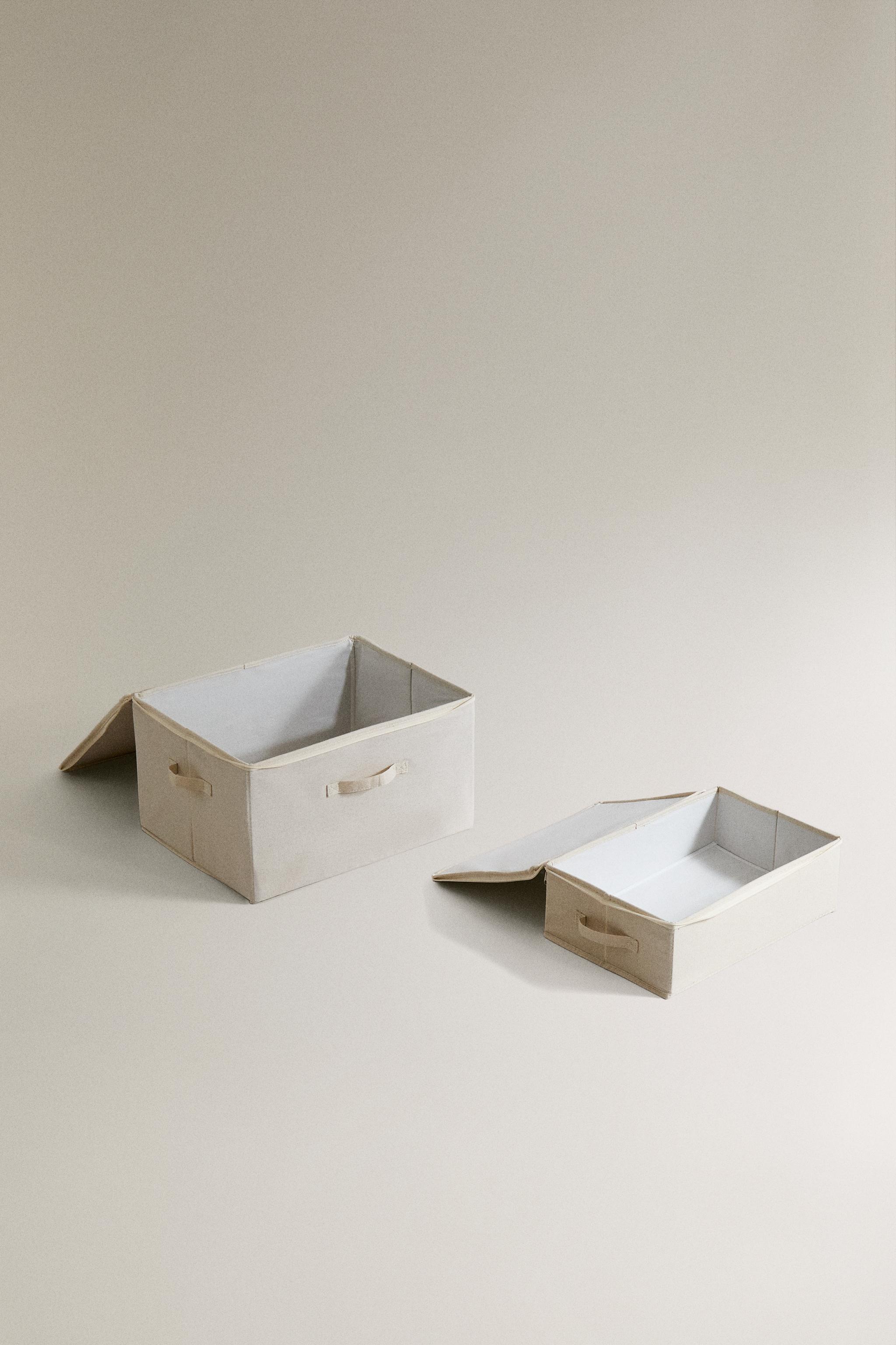 FOLDABLE STORAGE BOX WITH LID — Oyster-white