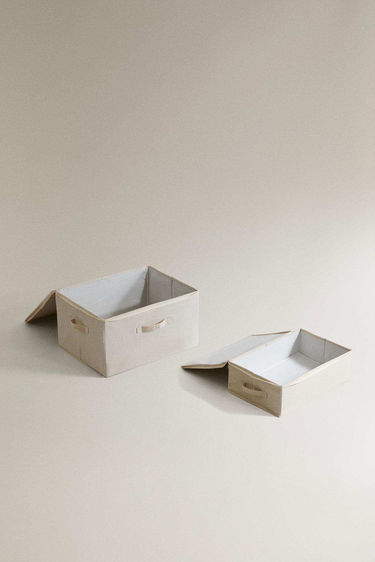 FOLDABLE STORAGE BOX WITH LID — Oyster-white