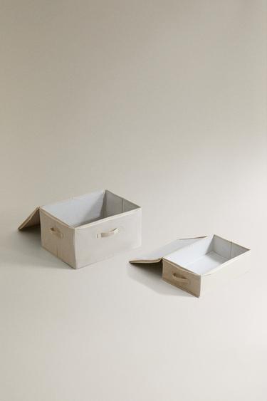 BOÎTE DE RANGEMENT PLIABLE AVEC COUVERCLE - Blanc cassé de Zara - Image 1
