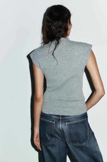 JEWEL EMBELLISHED RELIEF FLORAL TOP - Grey by Zara - Image 2